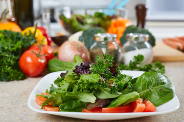 Salad in the kitchen.