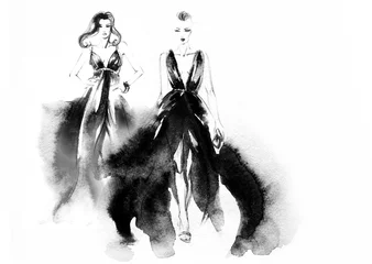 Photo sur Plexiglas Visage aquarelle femme avec une robe élégante .aquarelle abstraite .fashion fond