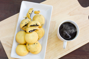 Chocolate lava cookies and black coffee