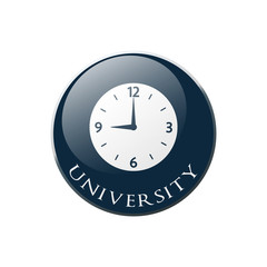 Clock Icon on Round dark blue Button Collection. Vector Illustration