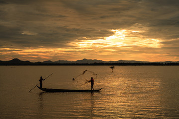Fishing in the flood season, Chau Doc, An Giang. The annual floods (between Aug and Nov) carry...