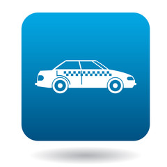 Taxi car icon in flat style on a white background