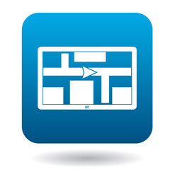 City map with arrow navigator icon in flat style on a white background