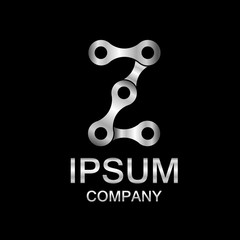 Abstract letter Z logo design template,Silver,Chain strength circle industrial vector logo,logotype,Bicycle chain alphabet,Gear vector