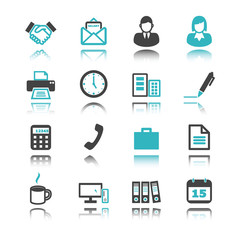 office icons with reflection