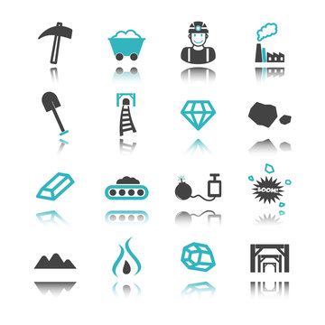 mining icons with reflection