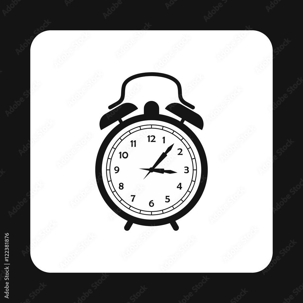 Aufkleber alarm clock icon in simple style isolated on white background. time symbol