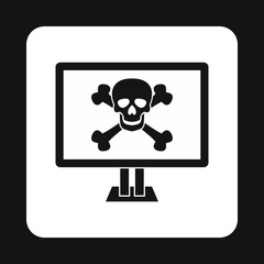 Virus on computer icon in simple style isolated on white background. Infection symbol