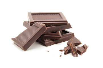 Roughly cut chunks of a chocolate bar