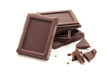 Chocolate bars stack isolated on white background