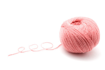 Red Yarn Ball on white background