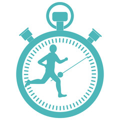 Stylized icon of the runner with a stopwatch