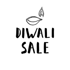 Diwali label. Hand drawn brush lettering for Diwali festival