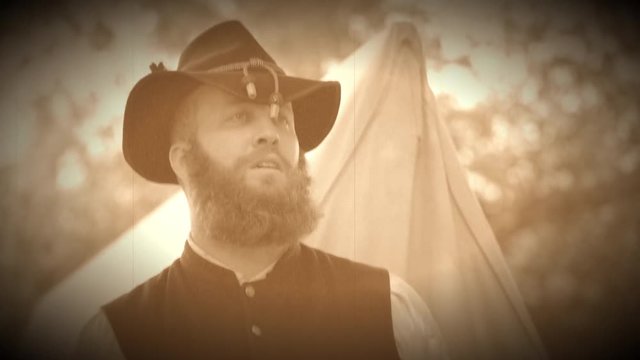 Rugged Civil War soldier man (Archive Footage Version)