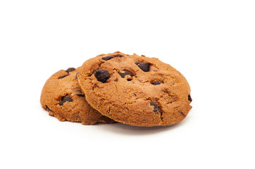 Chocolate chip cookie on white