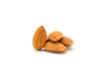 group of almonds isolated on white