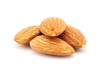group of almonds isolated on white