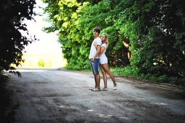 Romantic couple on forest