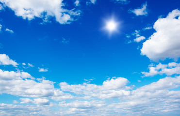 White clouds in blue sky.