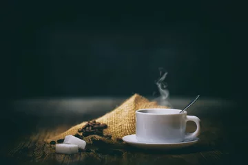 Fotobehang Koffiebar koffiebonen met witte kop