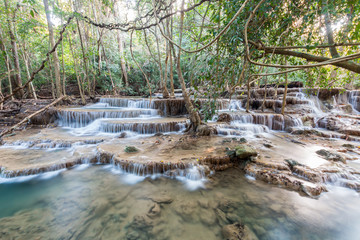 Huay Mae Kamin Waterfall , Kanchanaburi, Thailand.