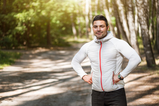 Joyful Delighted Man Enjoying Early Morning Run