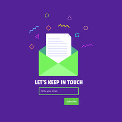 Subscribe to our newsletter form. Vector illustration. Subscribe form