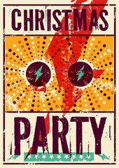 Typographic Christmas Party grunge vintage poster design. Retro vector illustration.