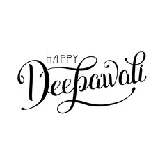 black and white hand lettering inscription Happy Deepawali to in