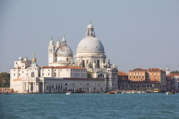 Fototapeta na wymiar View To Basilica di Santa Maria della Salute in Venice Italy