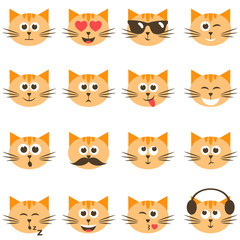 cute cat faces set