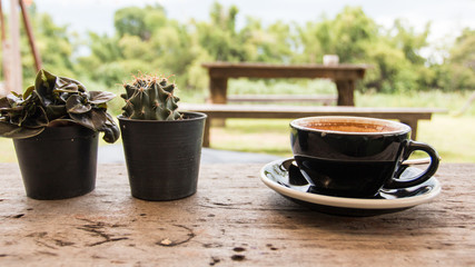 hot coffee in a relax and rest day.Image is soft focus.