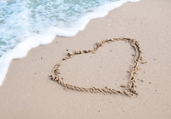 Heart on sand on the beach
