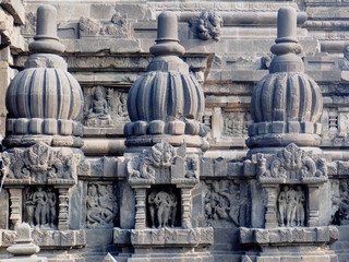 Ancient stone carving of Prambanan Temple, the 9th-century Hindu temple compound in Central Java,...