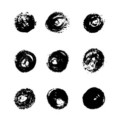 Vector set of various grunge circle brush strokes