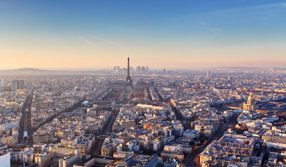 Panorama of Paris at sunset - obrazy, fototapety, plakaty
