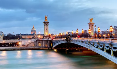 Fotobehang Paris bridge Alexandre 3, III and Seine river © TTstudio
