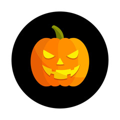 Icono plano calabaza halloween color en circulo color negro