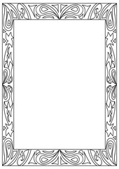 Decorative abstract square a4 format coloring page frame isolated on white
