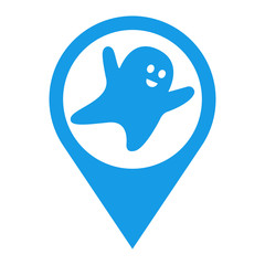  Icono plano localizacion fantasma volando azul