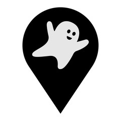  Icono plano localizacion fantasma volando negro