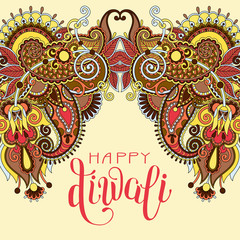 Happy Deepawali greeting card with hand written inscription