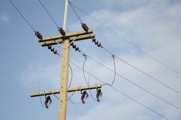 close up of an electricity pylons