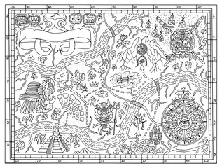 Ancient Mayan map in treasure hunt concept