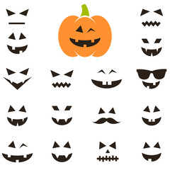 Set of faces for Halloween pumpkin