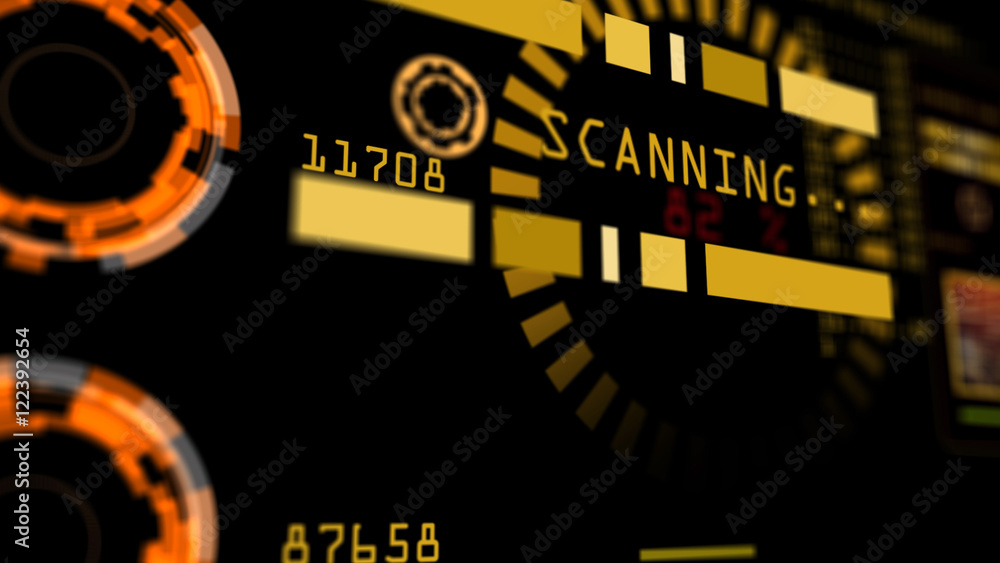 Poster abstract advanced technology control panel user interface. 3d rendering