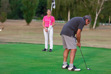 Obraz premium Senior Couple Enjoying Game Of Golf
