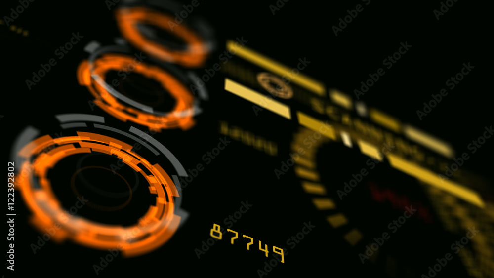 Poster abstract advanced technology control panel user interface. 3d rendering