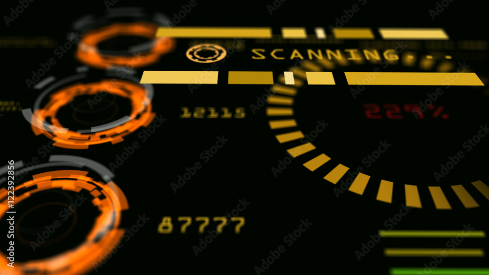 Poster abstract advanced technology control panel user interface. 3d rendering