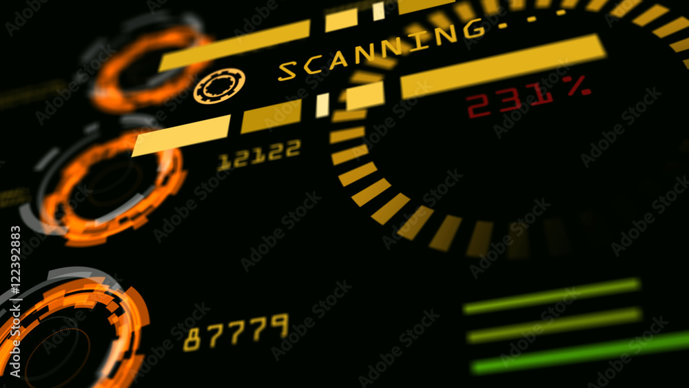 Aufkleber abstract advanced technology control panel user interface. 3d rendering